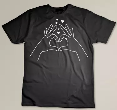Par t-shirt heart hands gesten - Tenstickers