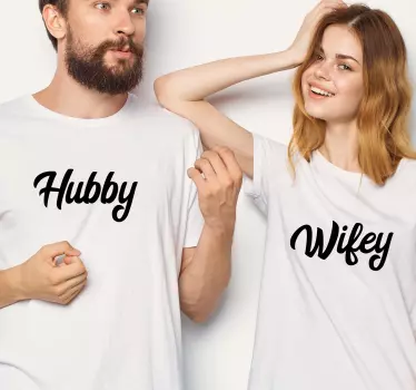 Par t-shirt hubby wifey matchande t-shirts - Tenstickers