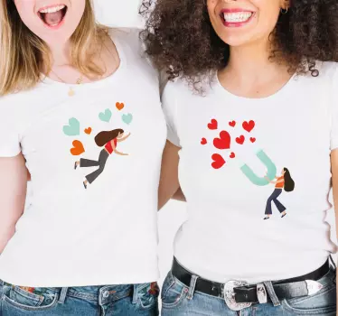 Par t-shirt kärleksdragande charm - Tenstickers