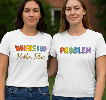 Par t-shirt lgbt där jag går följer problem - Tenstickers