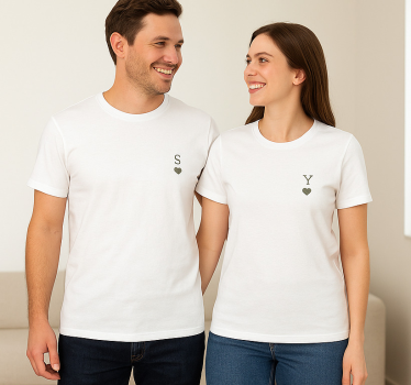 Par t-shirt minimalistiska initialer - Tenstickers