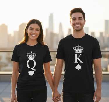 Par t-shirt queenn king för par - Tenstickers