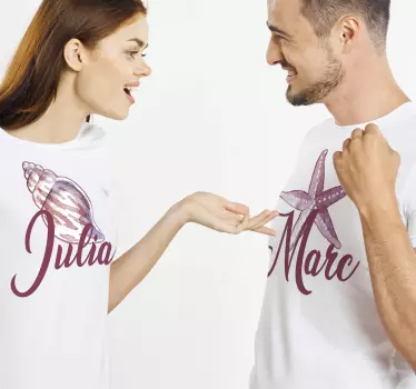 Havstema med namn par t-shirt - Tenstickers
