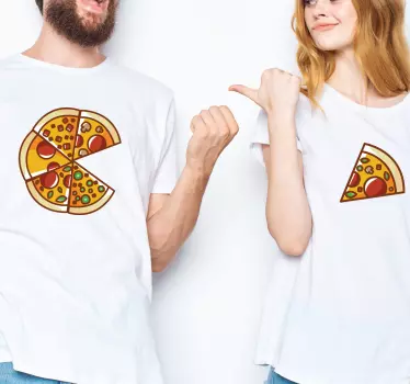 Pizza matchande bitar mönster matchande skjortor för par - Tenstickers