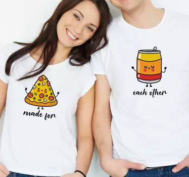 Pizza och läsk tillsammans par t-shirt - Tenstickers