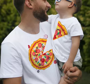 Pizza skiva far och son matchande skjortor - Tenstickers