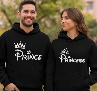 Prins och prinsessa par t-shirt - Tenstickers