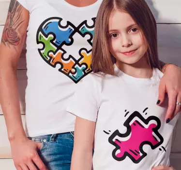 Pusselhjärta mor och dotter skjorta - Tenstickers