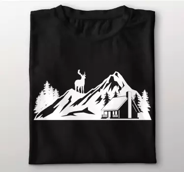 Rådjur med berg t-shirt - Tenstickers