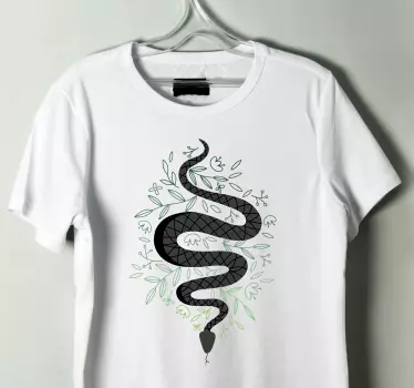Randiga ormar i löv t-shirt - Tenstickers