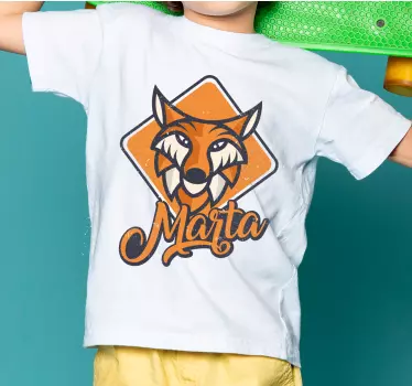 Räv med namn barn t-shirt - Tenstickers