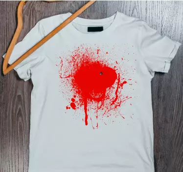 Realistiska pistolskott med blod halloween t-shirt - Tenstickers