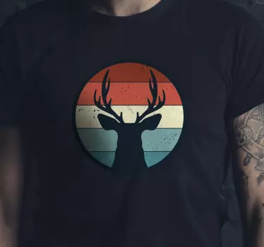 Retro hjort siluett t-shirt - Tenstickers