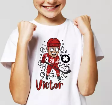 Rolig hockeyspelare med namnet barnskjorta - Tenstickers