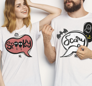 Rolig text för par halloween t-shirt - Tenstickers