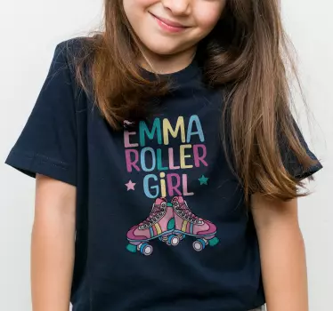 Roller tjej T-shirts med namn - Tenstickers