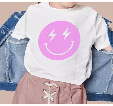 Rosa blixt smiley face barn skjorta - Tenstickers