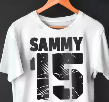 Numrerad design t-shirt med namn - Tenstickers