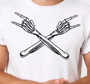 Skelett överlämnar bröst halloween t-shirt - Tenstickers