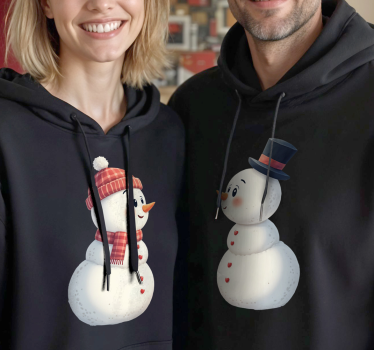 Snögubbe par i kärlek par t-shirt - Tenstickers