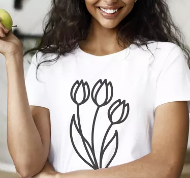 Söt design linje av tulpaner t-shirt - Tenstickers