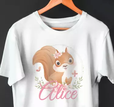Söt ekorre för flicka med namn baby t-shirt - Tenstickers