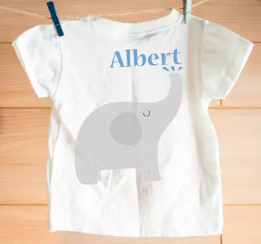 Elefantbebis med namn bebis t-shirt - Tenstickers