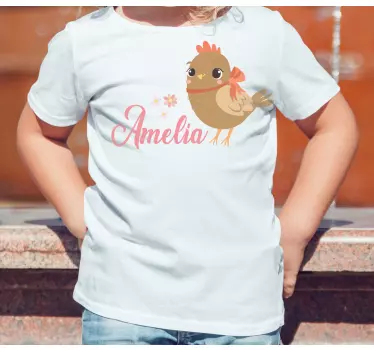 Bebis t-shirt babybrun kyckling med namn - Tenstickers