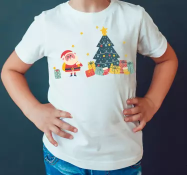 Söt jultomte med presenter och stjärnor jul t-shirts - Tenstickers