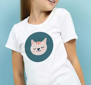Söt katt huvud barn skjorta - Tenstickers