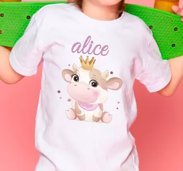 Söt ko för flicka med namn baby t-shirt - Tenstickers