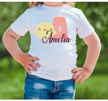 Söt kyckling och namn barn t-shirt - Tenstickers
