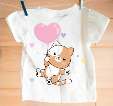 Söt orage katt ballonger barn skjorta - Tenstickers