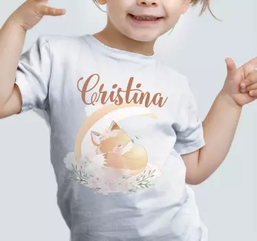 Söt räv för flicka med namn baby t-shirt - Tenstickers