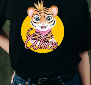 Söt tiger för flicka med namn baby t-shirt - Tenstickers