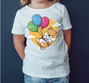 Söt valp med ballonger barn t-shirt - Tenstickers