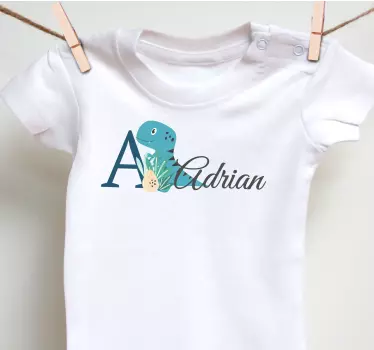Söta djur dino med namn baby t-shirt - Tenstickers