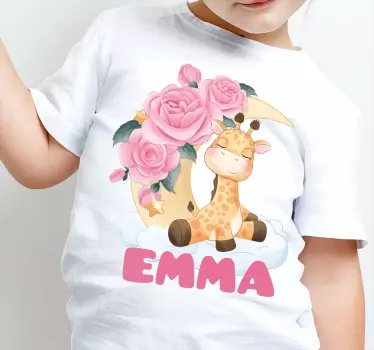 Söta djur giraff med namn baby t-shirt - Tenstickers