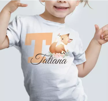 Söta djur räv med namn baby t-shirt - Tenstickers