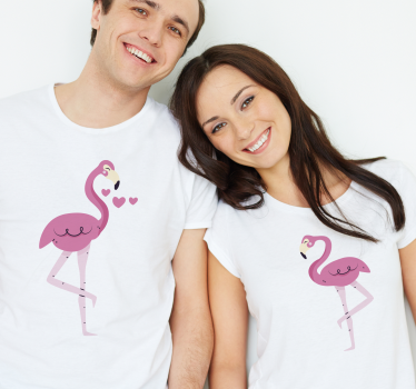 Två flamingos par t-shirt - Tenstickers