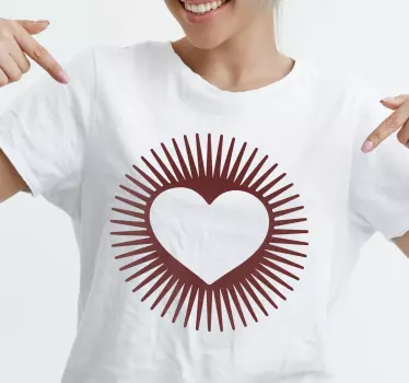 Strålande röd hjärta t-shirt - Tenstickers