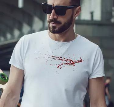 Stylish röd splatterkonst far och son t-shirt - Tenstickers