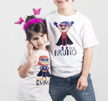 Super bror och syster barn t-shirt - Tenstickers