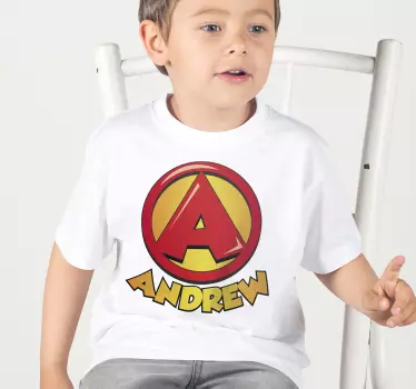 Super initial bokstav barn t-shirt - Tenstickers