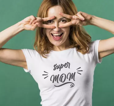Super mamma i grå morsdag t-shirt - Tenstickers