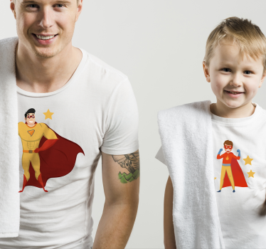 Superhjältar roliga pappa och son matchande skjortor - Tenstickers