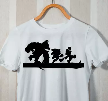 Superhjälte action silhuetter t-shirt - Tenstickers