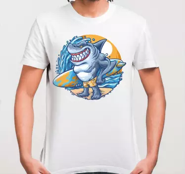 Surfbräda haj tecknad t-shirt - Tenstickers