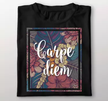 T-shirt carpe diem blomsterdesign - Tenstickers