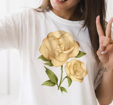 T-shirt eleganta gula rosor - Tenstickers